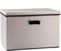 PRANDOM Large Foldable Storage Bin with Lid [1-Pack] Linen Fabric Decorative Storage Box Organizer Container Basket Cube with Handles Divider for Closet Office Living Room Light Grey(17.7x11.8x11.8)