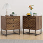 Modern Nightstand Set of 2,Morden Night Stand with 2 Drawers,End Tables with Storage,Bedside Tables for Bedroom,Walnut