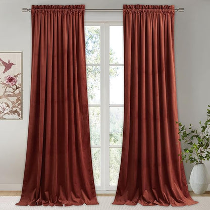 StangH Rust Velvet Curtains for Bedroom, Luxury Room Darkening Window Drapes Thermal Insulation Noise Reduction Door Panels for Dining Room/Nersury, W52 x L84, 2 Panels