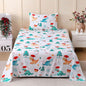 JSD Dinosaur Kids Christmas Sheet Set Twin Size, 3 Piece Soft Printed Microfiber Bed Sheets Deep Pocket