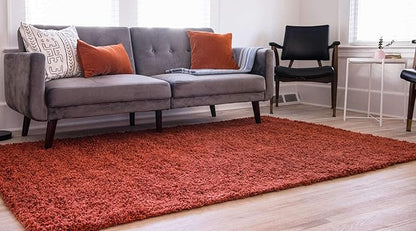 Unique Loom Solid Shag Collection Area Rug (5' 1" x 8' Rectangle, Terracotta)