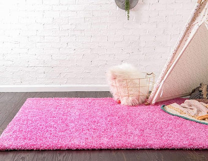 Unique Loom Solid Shag Collection Area Rug (2' x 3' 1" Rectangle, Taffy Pink)