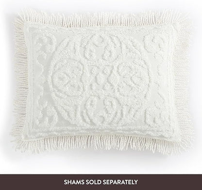 Beatrice Home Fashions Medallion Chenille Bedspread, Full, Ivory