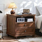 24" Wide Farmhouse Nightstand with Charging Station, End Table with 2 Drawers, Brown Wood Dresser for Bedroom Cabinet, Bed Side Table Chest of Drawers, Night Stand for Living Room, Closet
