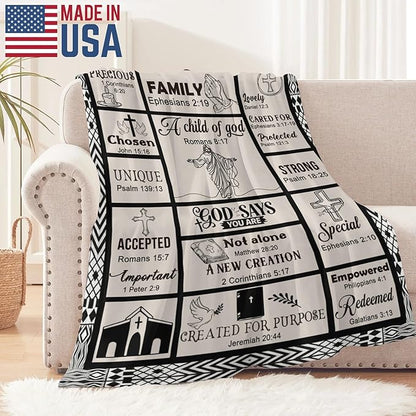 Bible Verse Christian Gift Blanket 60"x80", Inspirational Faith Throw for Believers, I Am a Child of God Blanket,Baptism Spiritual Gifts for Catholic Men Women