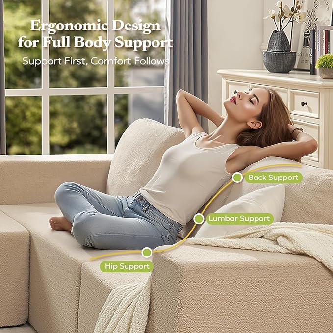 Loveseat Sofa, Cloud Modular Sofa Couch, Upholstered Floor Sofa with Deep Seat, Upholstered Foam Couch for Bedroom Living Room, No Assembly Required (Teddy Boucle, Camel)