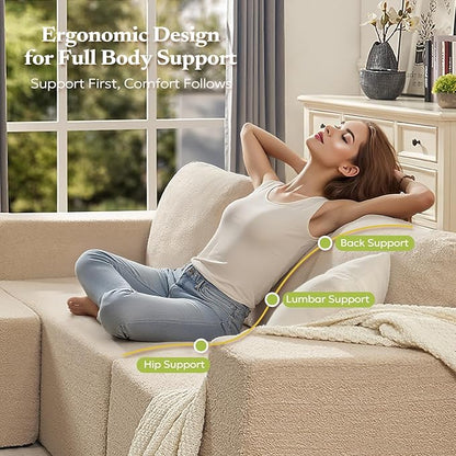 Loveseat Sofa, Cloud Modular Sofa Couch, Upholstered Floor Sofa with Deep Seat, Upholstered Foam Couch for Bedroom Living Room, No Assembly Required (Teddy Boucle, Camel)