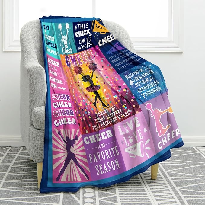 Jekeno Cheerleading Blanket Gifts for Women Men Kids Girls Boys Mom Wife Female Friends Birthday Christmas Halloween Presents Home Bedroom Living Room Decor Colorful Throw Blanket 50"x60"