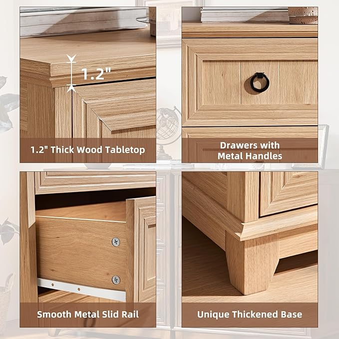 Farmhouse 5 Drawer Dresser for Bedroom Set of 2, 42" Tall Small Dressers & Chest of Drawers, Rustic Wood Dresser with Metal Handle, Storage Organizer Closet for Living Room, Hallway,Entryway