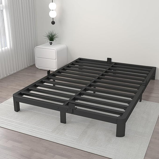 ITIMIDI 6 Inch King Bed Frame with Metal Gaskets, No Box Spring Needed, Heavy Duty Steel Support 3000 LBS, DIY Headboard, Easy Assembly, Anti-Slip Mattress Stopper, Round Corner Leg, Black