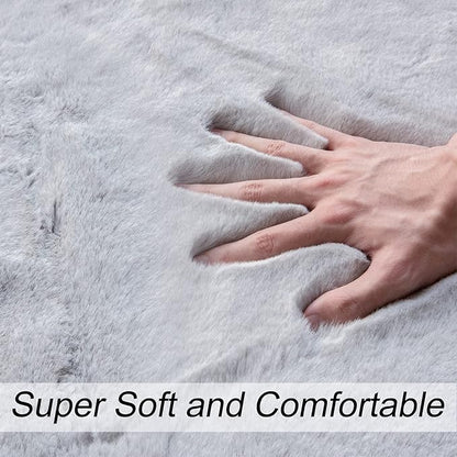 Light Gray Faux Fuzzy Fur Washable Rugs for Bedroom Shaggy Area Rugs for Living Room Grey 2x3 Nursery Rug Home Room Décor