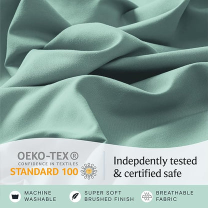 LuxClub 4 PC Full Sheet Set, Deep Pockets Wrinkle Free Cooling Bed Sheets Hotel Bedding for Women, Men, Kids & Teens, Includes 1 Fitted Sheet, 1 Flat Sheet and 2 Pillowcases-Soft Light Teal