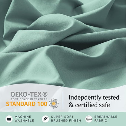 LuxClub 3 PC Twin XL Sheet Set, Deep Pockets Wrinkle Free Cooling Bed Sheets Hotel Bedding for Women, Men, Kids & Teens, Includes 1 Fitted Sheet, 1 Flat Sheet and 1 Pillowcase-Silky Soft Light Teal