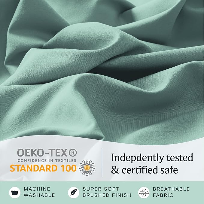 LuxClub 4 PC California King Sheet Set, Deep Pockets Wrinkle Free Cooling Bed Sheets Hotel Bedding for Women, Men, Includes 1 Fitted Sheet, 1 Flat Sheet and 2 Pillowcases-Light Teal