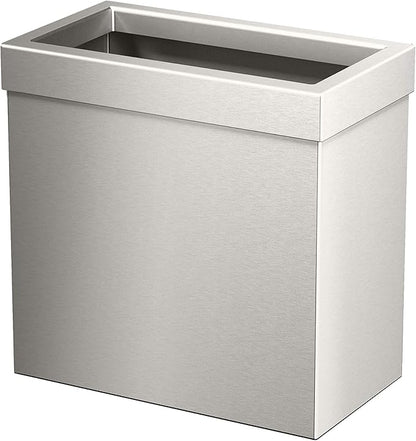 Gatco Modern Rectangle Wastebasket, Satin Nickel - Stainless Steel Trash Can with Removable Lid, Leakproof, 3 Gallon Capacity for Bathroom, Bedroom, Kitchen, or Office