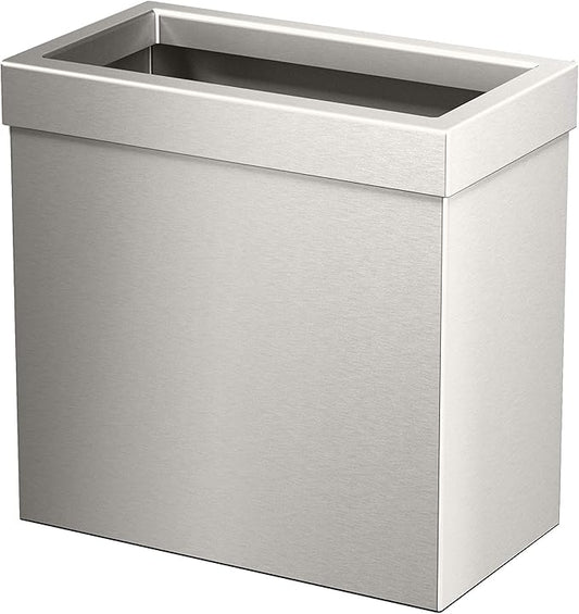 Gatco Modern Rectangle Wastebasket, Satin Nickel - Stainless Steel Trash Can with Removable Lid, Leakproof, 3 Gallon Capacity for Bathroom, Bedroom, Kitchen, or Office