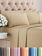 Full 6 Piece Sheet Set - Cooling, Comfy & Breathable - Hotel Luxury Bedding, Includes Fitted Sheet for Women, Men, Kids & Teens - 1 Flat, 1 Fitted Sheet, 4 Pillowcases w/Deep Pockets - Heathered Tan