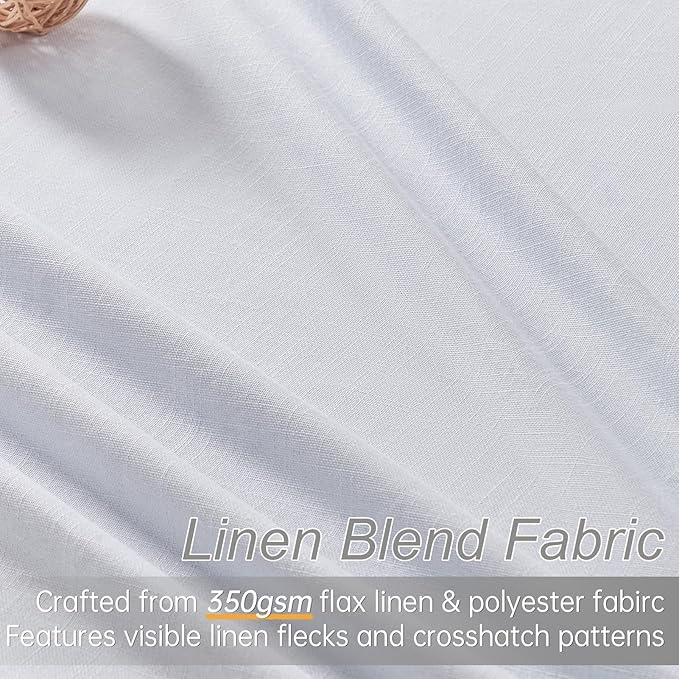 Topfinel 120 Inches Long Extra Long White Linen Curtains for Living Room,100 Percent Blackout Floor to Ceiling Pinched Pleated Boho Insulating Drapes 2 Panels for Track System,10 FT Bay Window