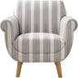 VANOMi Mid-Century Accent Chair with Stripe Pattern, Modern Linen Fabric Armchair with Wood Legs, Club Chair for Living Room, Comfy Upholstered Side Chairs for Bedroom, Reading, Small Place (Grey)