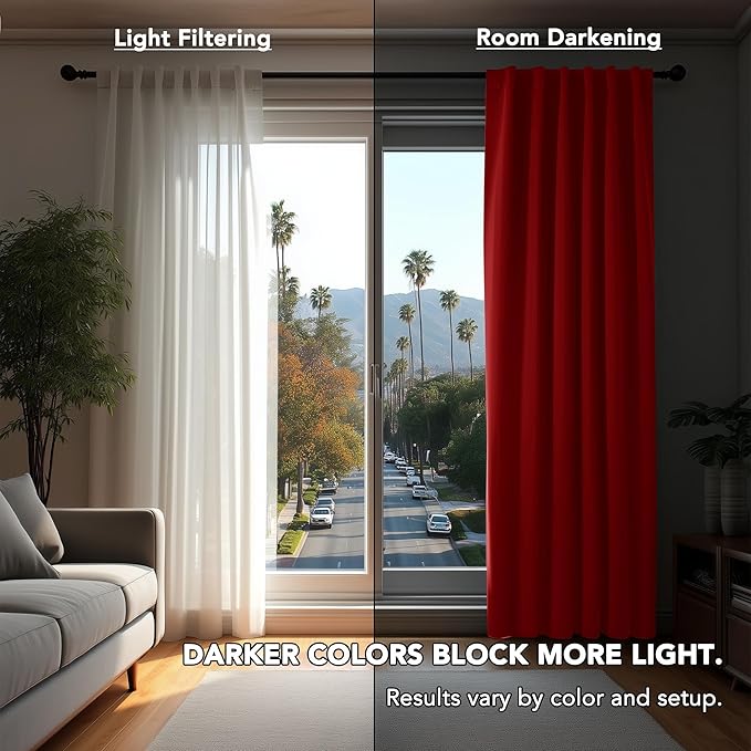 Deconovo Christmas Blackout Curtains, Thermal Insulated, W42 x L84 2 Panels, Back Tab, Machine Washable, Room-Darkening Drapes for Bedroom/Living Room Red