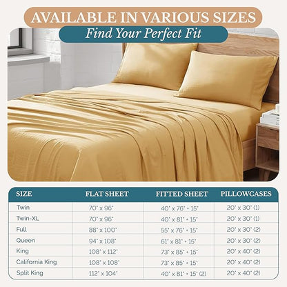 Casa Platino Bedding Sheets & Pillowcases, Bed Sheet California King Size, Pre-Washed California King Bed Set, Brushed Microfiber Cooling California King Sheets, California King Sheet Set - Cocoon