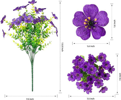 HyeFlora Artificial Flowers for Outdoor Indoor Garden Home Decoration, Faux Flower Daisy with Eucalyptus Leaves Fake Plants Greenery Boxwood Porch Patio, 12 Bundles (Purple 2)