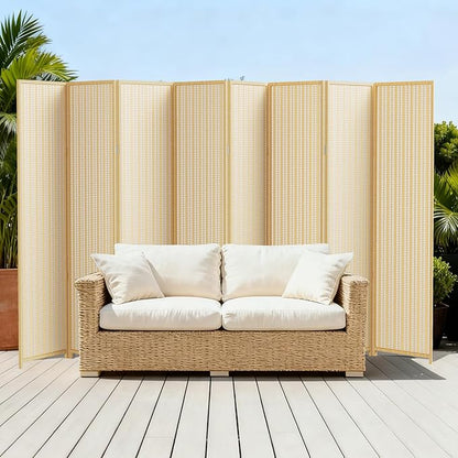 8 Panel Room Divider and Extra Wide Folding Privacy Screen, 126" W x 67" H, Bamboo Room Divider for Room Separation