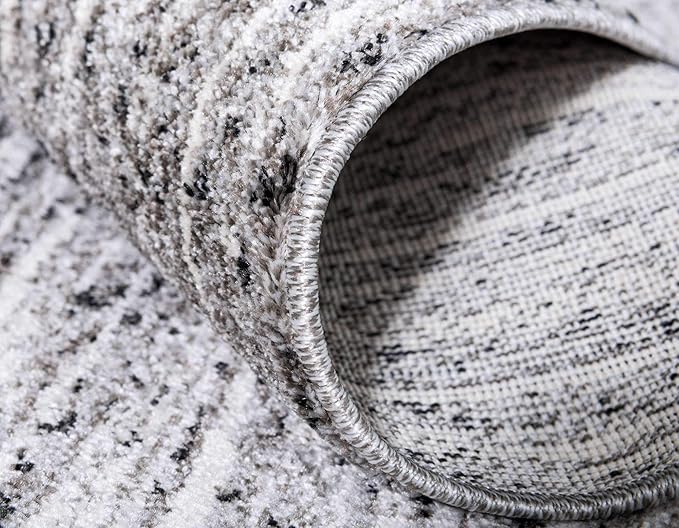 Unique Loom Del Mar Collection Area Rug - Jennifer (3' 3" Round, Gray/ Black)