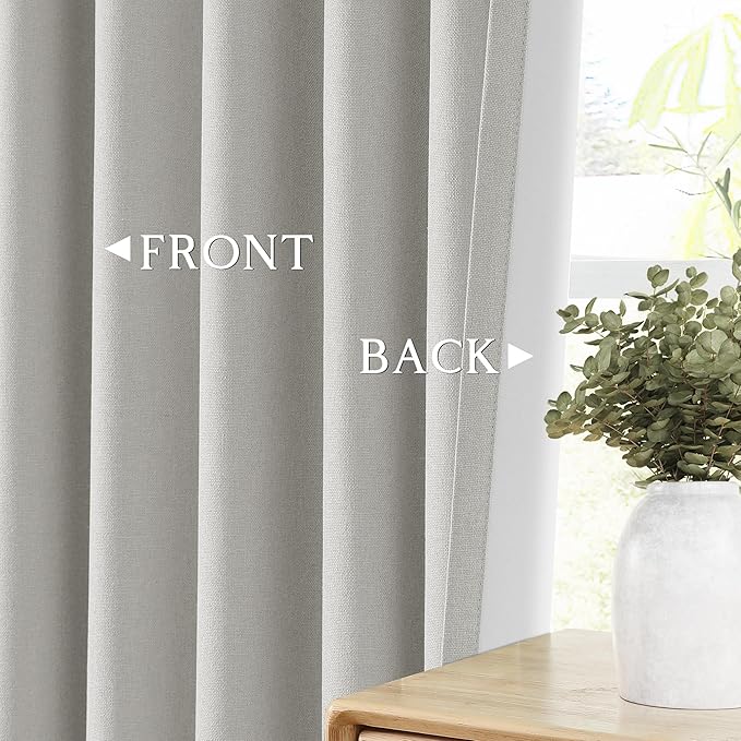 ChrisDowa 100% Blackout Light Grey Solid Curtains 108 Inches Long 2 Panels for Bedroom Living Room,Farmhouse Room Darkening Thermal Insulated Soundproof Grommet Top Window Treatment Drapes,52x108