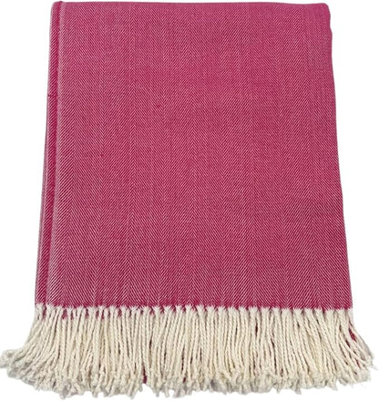 Alashan Cotton Acrylic Adirondack Herringbone Woven Throw (Watermelon)
