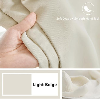 Deconovo Blackout Curtains, Thermal Insulated, W42 x L54 2 Panels, Back Tab, Machine Washable, Room-Darkening Drapes for Bedroom/Living Room Light Beige