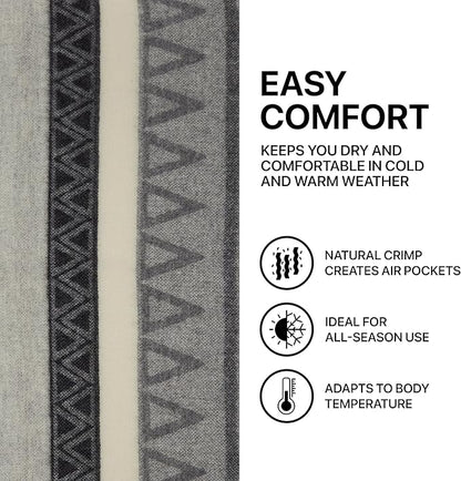 | Wool Blanket/Throw | 100% New Zealand Wool | Perfect for Home and Outdoors | Virgin Wool Throw with Fringes 75"x87" (190 x 220 cm)