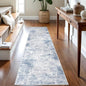 IOHOUZE Abstract Runner Rug 2x8 Ft Washable Runners for Hallways, Non Slip Kitchen Runner Printed Faux Wool Entryway Runner Indoor, Modern Floor Carpet for Hall Kitchen Bedroom, Light Blue White