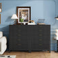 5 Drawer Dresser, 43" Tall Dresser Organizer TV Drawer Cabinet Modern Wood Storage Cabinet, Modern Wood Storage Cabinet for Bedroom, Hallway, Entryway, Black Oak X 2