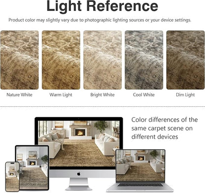 FMFUNCTEX 3x14 Runner Rug Brown Washable Vintage Neutral Distressed Non Slip Low Pile Indoor Carpet Soft Retro Floral Hallway Entryway Rug for Kitchen Living Room Bedroom Bathroom Laundry Bedside