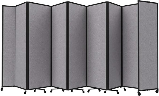Versare Room Divider 360 Portable Wall Partition | Folding Panels | Large Freestanding Divider | Locking Wheels | Temporary Room Separator