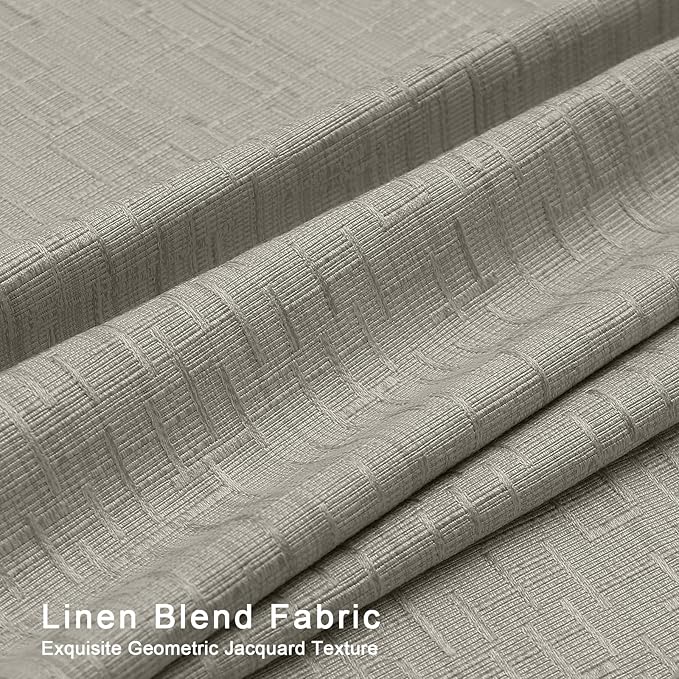 Jacquard Linen Curtains 108 inch Length 2 Panels Thick Faux Linen Blended Window Drapes Burlap Textured Curtains with Grommet for Living Room Bedroom Farmhouse (52x108 Light Khaki) Natural