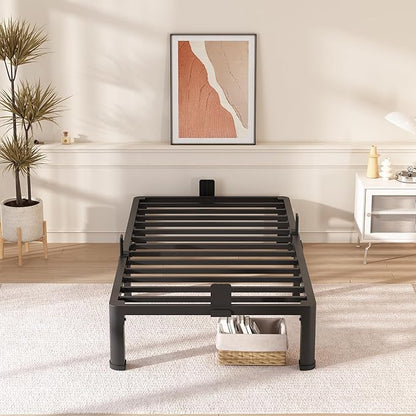 FUIOBYVV 10 Inch Twin XL Bed Frame with Round Corner Edge Legs 3500 lbs Metal Heavy Duty Steel Slats Support No Box Spring Needed Platform Noise Free Easy Assembly