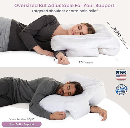 Wife Pillow the Side Sleeper Pillow with Arm Hole for Shoulder Pain - Arm Tunnel Pillow for Side Sleepers, Shoulder Relief & Neck Support Comfort Sleep Pillow for Adults - Down Goose Feather/FiberFill