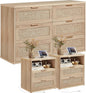 LEYAOYAO Rattan Dresser and Nightstand Sets 3 Piece, Boho Wood Dresser for Bedroom with 6 Drawers and Night Stand with Charging Station, Bedroom Furniture, Dressers & Chests of Drawers, Living Room