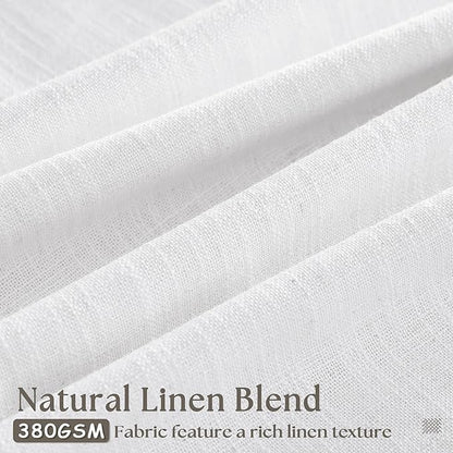 Custom Pinch Pleated 105 Inch Curtains 2 Panels Set for Windows White Linen Blend Curtains Pinch Pleat Back Tab Privacy Light Filtering Boho Drape with Hooks and Rings for Living Room Bedroom