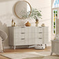 Lulive Wood Dresser for Bedroom with 6 Drawers, 53.2" Long Fluted Modern Chest of Drawers Storage Organizer, Dressers TV Stand for Living Room, Closet, Hallway (White Oak)