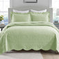 MarCielo 3-Piece 100% Cotton Oversized Bedspread Lightweight Quilt Coverlet Embroidery Farmhouse Bedding Set (TX Pale Green, Oversized King (118"x106"))