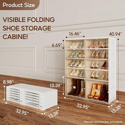 ANTBOX Portable Shoe Rack Organizer for Closet Entryway, Stackable Sneaker Storage Shoe Cabinet with Magnetic Clear Door, Large Plastic Storage containers Bins with Lids 5 Tiers 20 Pairs