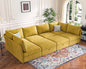 ABCASA 136.4" Oversized Modular Sectional Sleeper Sofa Bed, U Shaped Convertible Couch with Movable Ottoman, Large 8 Seat Corner Couches for Living Room Deep Seat Yellow Chenille