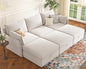 ABCASA 102.6" Luxury Modular Sleeper Sofa Bed 6 Seat Reversible Sectional Couch Deep Seat with Storage Chaises Removable Cover for Living Room, Apartment - Chenille Terracotta White