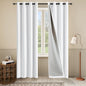 Soundproof 3-in-1 White 100% Blackout Curtains Thermal Insulation for Bedroom Living Room Grommet Curtains for Winter 1 Panel 50x84 Inch