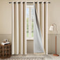 3-in-1 100% Blackout Curtains 84 Inches Long Thermal Insulation Soundproof Noise Canceling Curtains for Bedroom Living Room (W50xL84 Inch, Beige, 1 Panel)