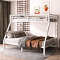 Twin XL Over Queen Bunk Bed Frame, Heavy Duty Metal Loft Bed for Adults/Teens, 350/600LB Capacity w/Ladder & Guardrail, Noise-Free Steel Slats, No Box Spring Required, White