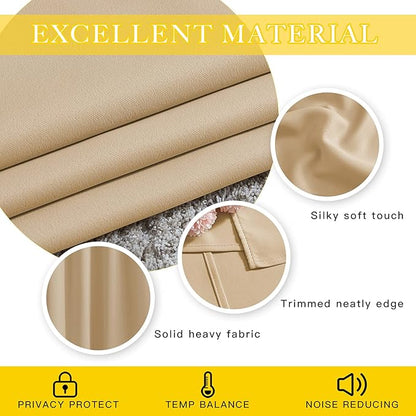 NICETOWN Room Darkening Extra Wide Curtain 102 inch Length, Grommet Thermal Curtain Voice Reducing Window Treatment for Sliding Glass Door/Bedroom, Biscotti Beige, W80 x L102, 1 Panel
